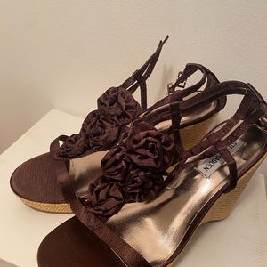 Steve Madden Brown Rose Espadrille Wedge Sandal 9